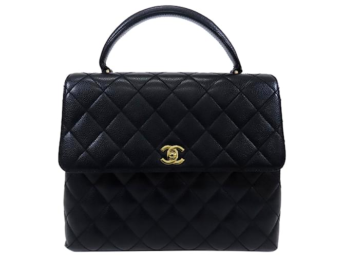 CHANEL Quilted Leather CC Vanity Globe Trotter Bag Black