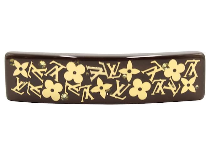 Louis Vuitton Brown Resin and Gold Hair Barrette Acrylic  ref.809421