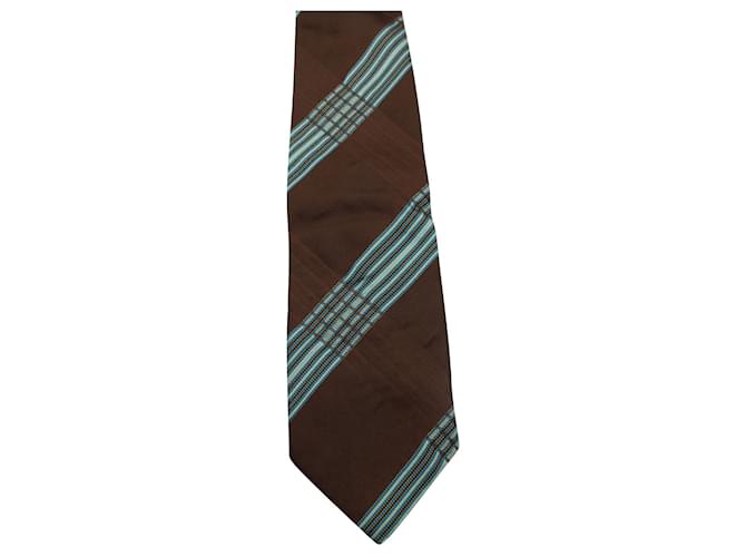 Kenzo Brown & Blue Striped Tie Silk  ref.809479