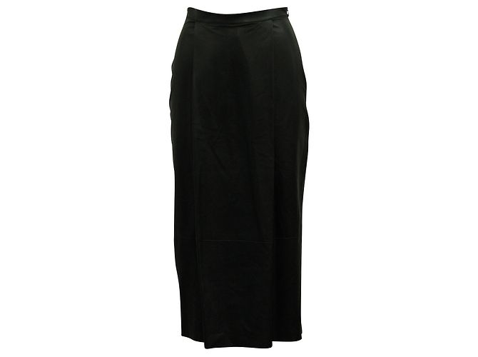 Adam Lippes 100% Lamb Leather skirt with Front Pleat Black