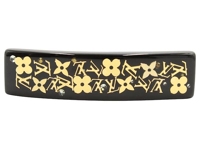 Louis Vuitton Resina preta e presilha de cabelo dourada Preto Acrílico  ref.809568