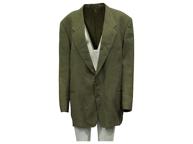Giorgio Armani Khaki Green Blazer Wool  ref.809614