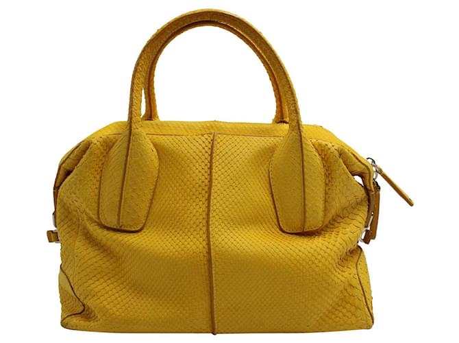 Tod s Yellow Python D Styling Bauletto Bag ref.809645 Joli Closet