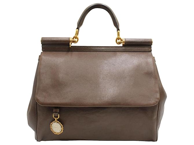 Dolce & Gabbana Brown Shoulder Bag with Gold Hardware Leather  ref.809661