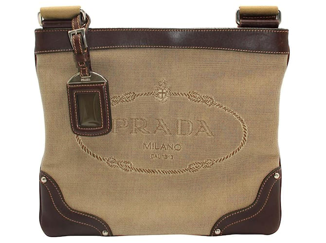 Prada Brown Canapa Canvas Crossbody Bag Marrom  ref.809702