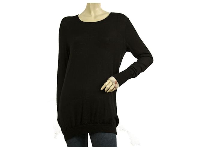 Burberry Brit Black Merino Wool Knit Mini Length Dress ou Long Top taille L Laine Noir  ref.809827