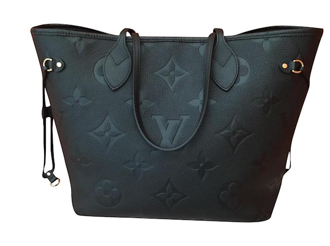 Louis Vuitton borsa neverfull con impronta MM Nero Pelle  ref.809828