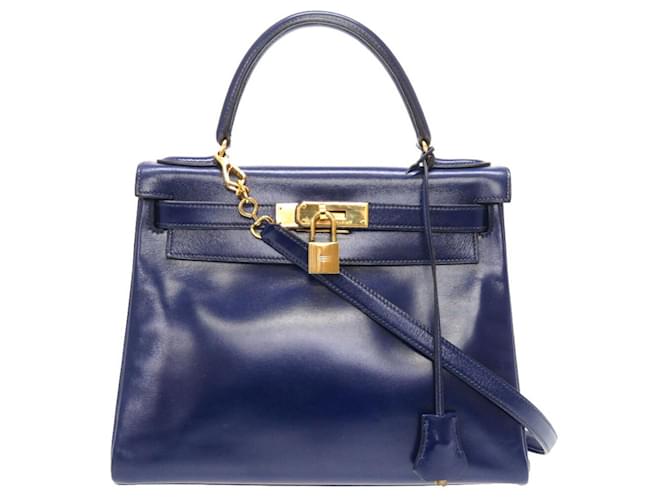 Hermès Kelly Navy blue Leather  ref.810040