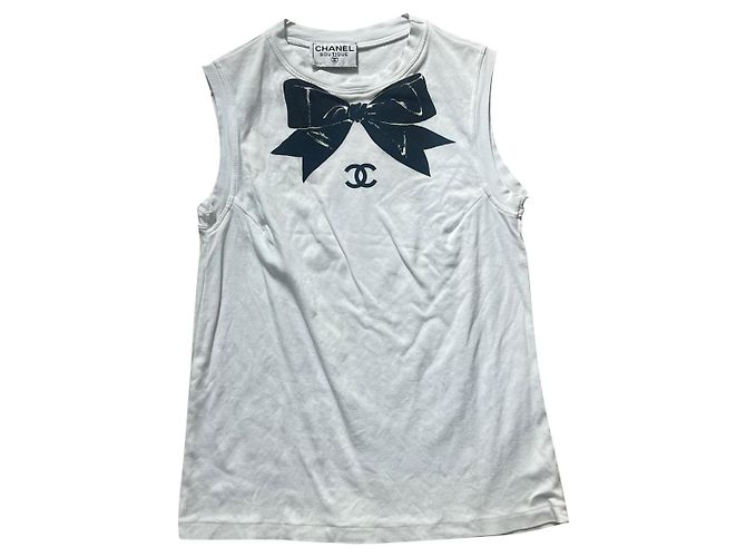 Chanel Top Nero Bianco Cotone