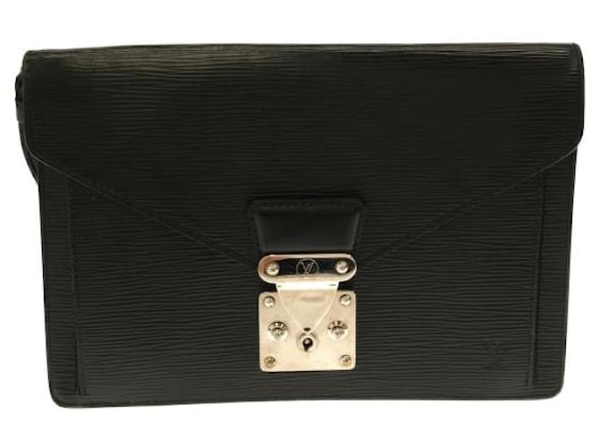 Louis Vuitton Pochette Sellier Dragonne Preto Hardware prateado Couro  ref.811415