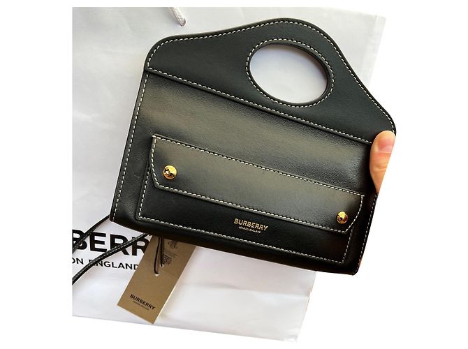 Brook Borsa Burberry in pelle di struzzo nera Nero