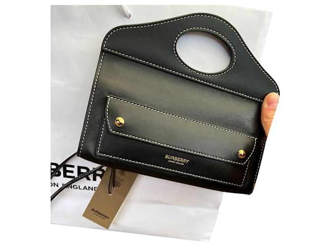 Brook Burberry Handbags Black Ostrich leather  ref.812776