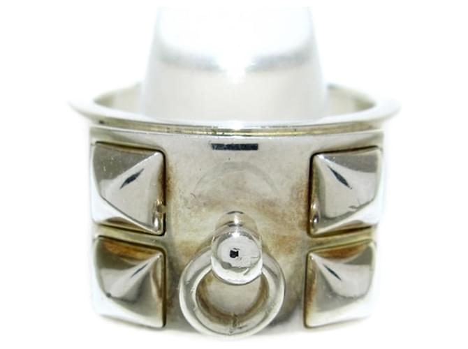 Hermès Collier de ChienGM Silvery Silver  ref.813155