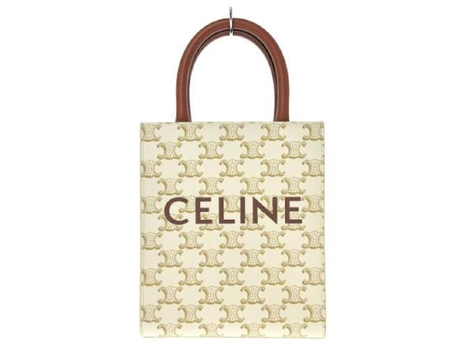 Celine Beige/Brown Canvas/Leather Vertical Cabas Mini Tote Crossbody Bag