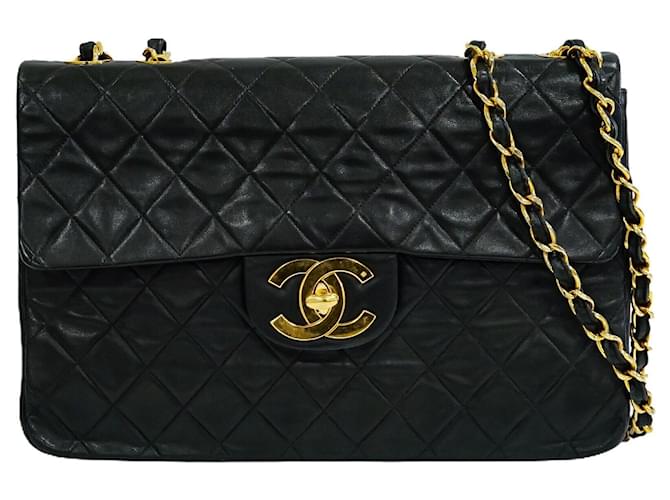 Chanel Black Crocodile Leather Classic Maxi Single Flap Bag Chanel