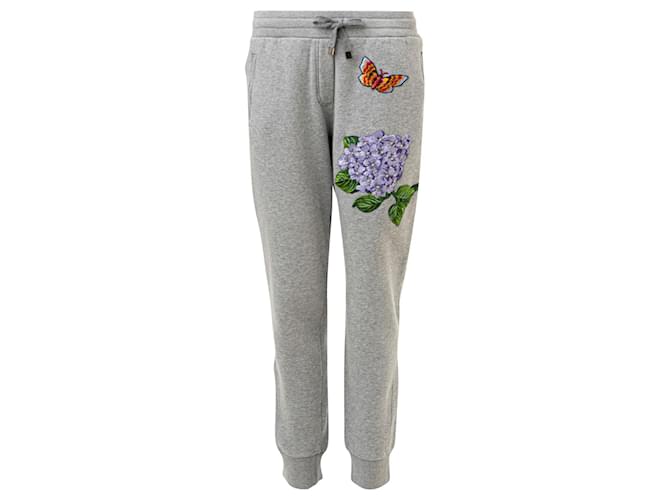 Dolce & Gabbana Embroidered Track Pants Grey Cotton  ref.815723
