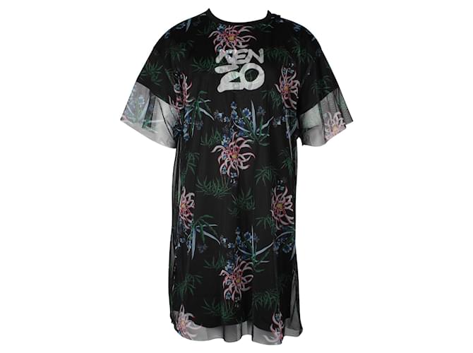 Kenzo T-Shirt-Kleid aus Mesh Schwarz Baumwolle  ref.815765