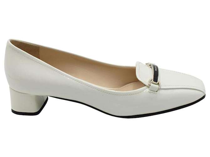 Prada White Patent Leather Loafers  ref.815787