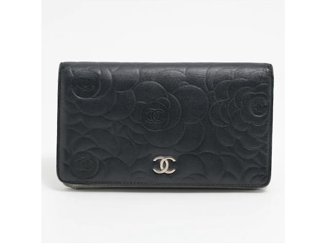 Chanel-Geldbörse aus schwarzem Lammleder  ref.816005
