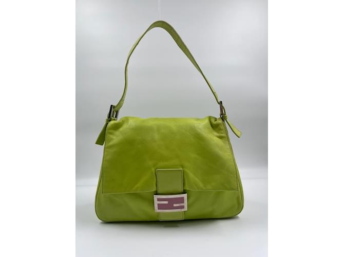 Green Leather Fendi Baguette Mamma Cloth  ref.816312