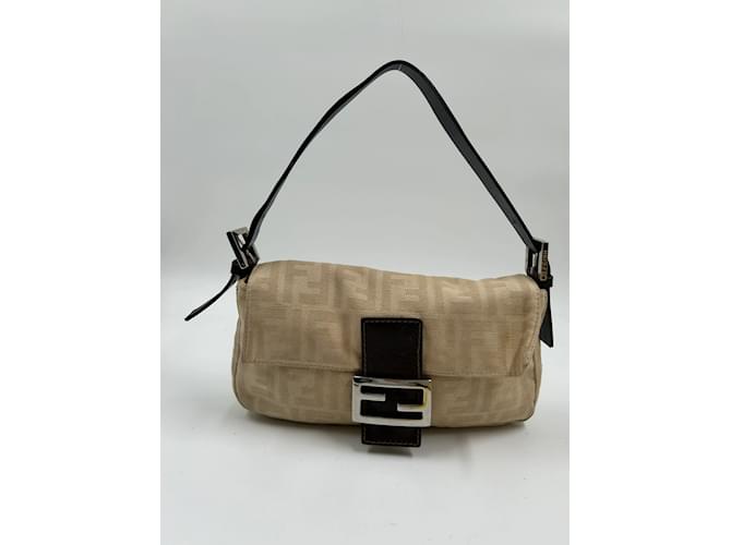 Baguette Baguete Fendi Lona Bege  ref.816523