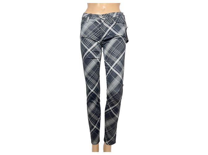 Jeans Skinny 7 For All Mankind Estampado Cuadros Negro Gris
