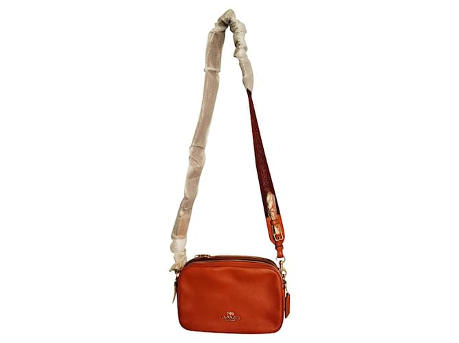 Coach Handbags Orange Dark red Leather  ref.816813