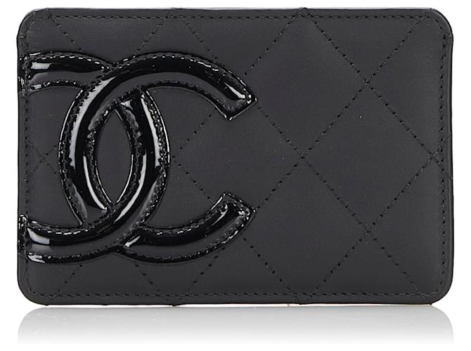 Porte-cartes Chanel Cambon Ligne Noir Cuir Veau façon poulain  ref.816919