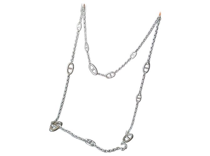 Hermès baile alegre 160 cm Largo Collar Plata 925 caja a estrenar Hardware de plata