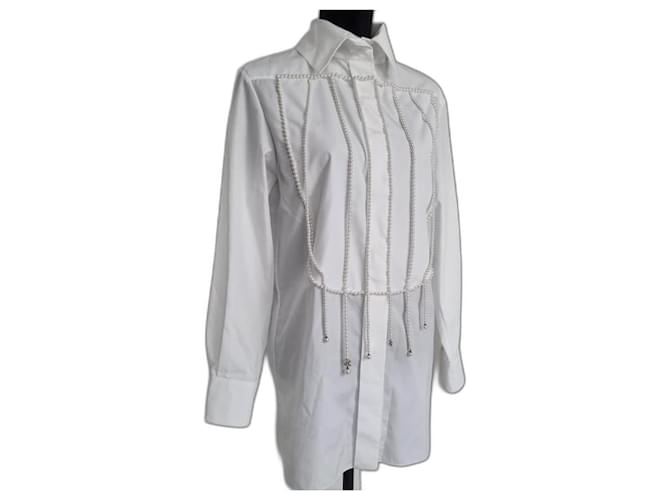 Chanel Pearl Shirt White Cotton  ref.816979