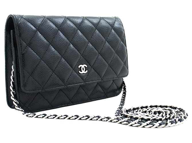 CHANEL Caviar Wallet On Chain WOC Black Shoulder Bag Crossbody Leather  ref.817203