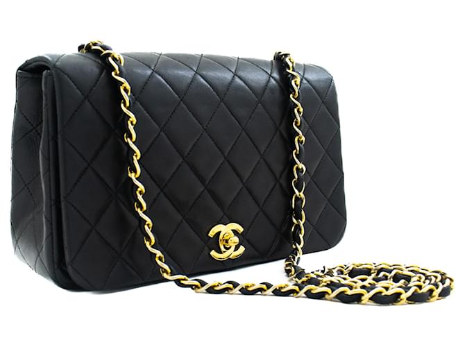 CHANEL Full Flap Chain Shoulder Bag Black Quilted Lambskin Leather  ref.817206