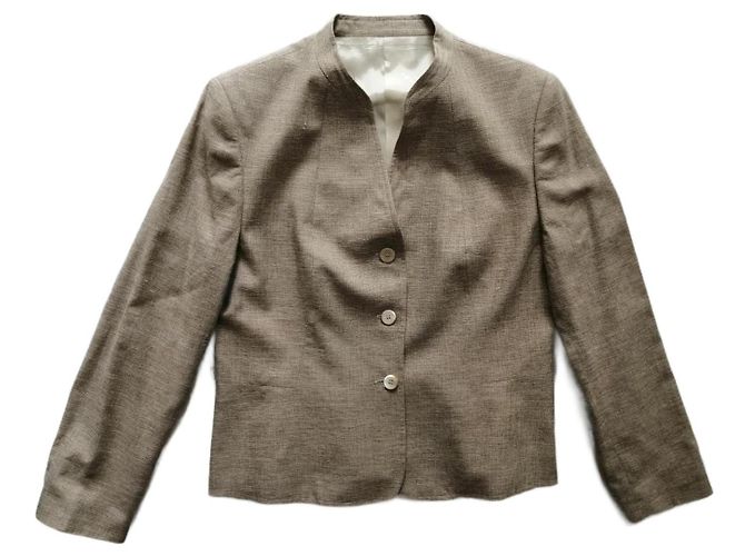 Blazer Burberry Bege de Linho e Viscose