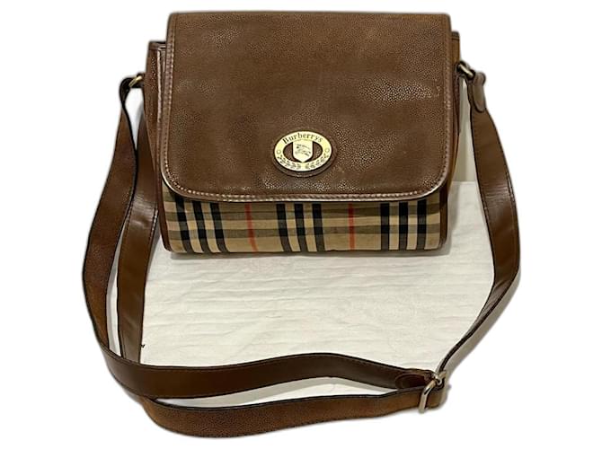 Vintage Burberry crossbody bag from leather and canvas Multiple colors  Beige Cloth ref.817346 - Joli Closet