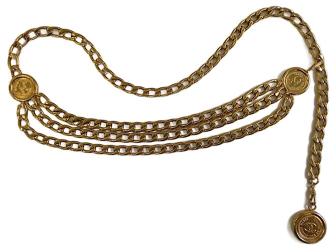 Chanel Cinturones Dorado Metal  ref.817370