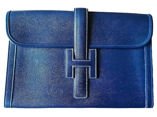 Hermès Jige Azul escuro Couro  ref.817526
