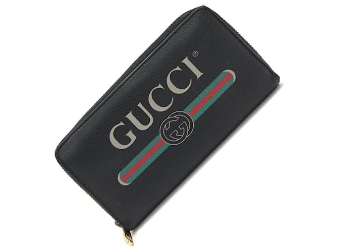 Gucci Reißverschluss herum Schwarz Leder  ref.817761