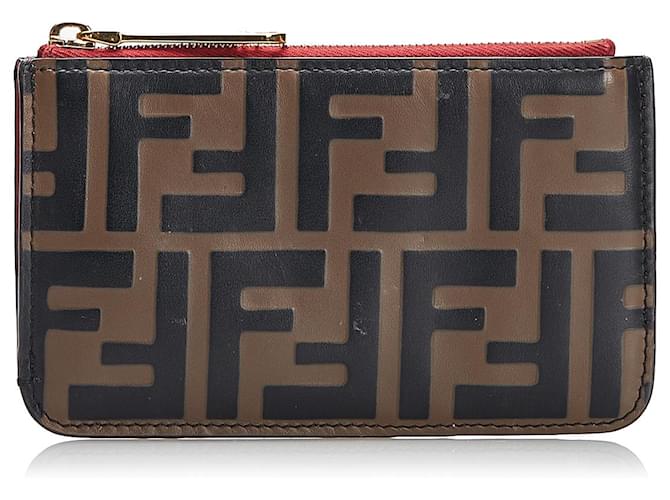 Fendi Brown Zucca Coin Case Leather Pony-style calfskin  ref.817824