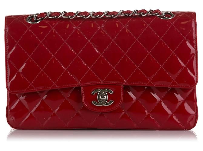 Chanel Red Medium Classic Patent Double Flap Leather Patent leather  ref.817844 - Joli Closet