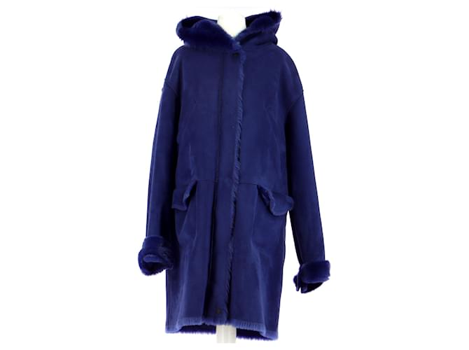 Adolfo Dominguez Coat Navy blue Polyester  ref.818115