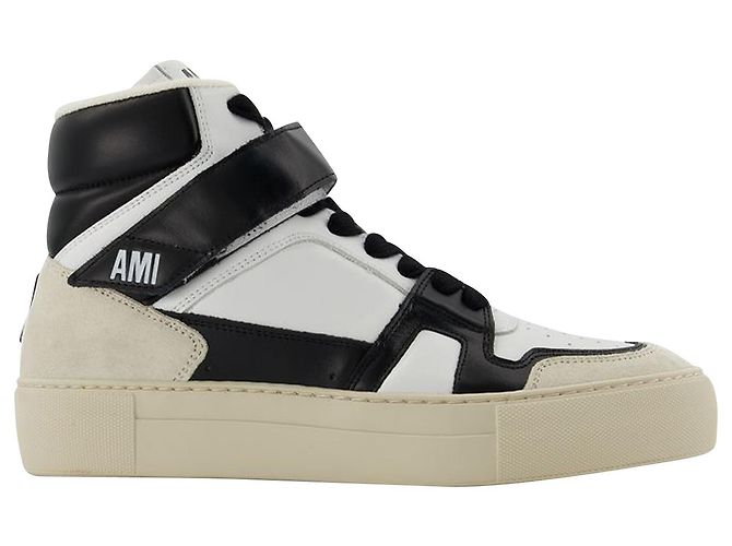 Ami Paris Baskets montantes ADC en cuir blanc et noir
