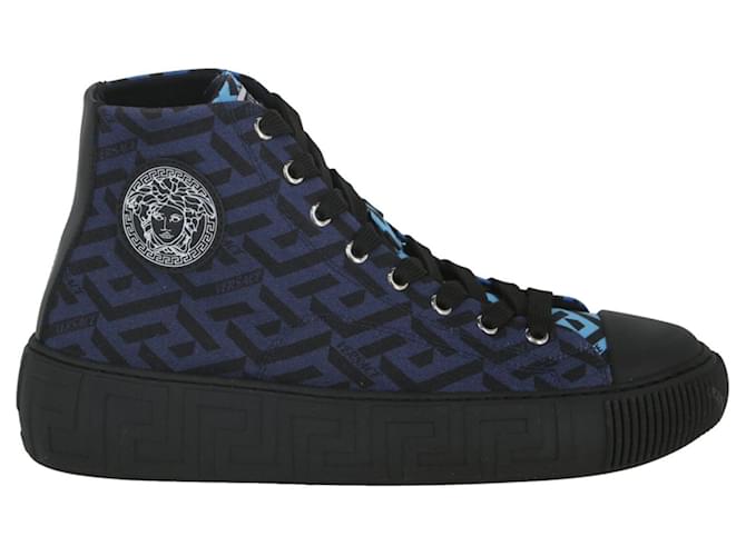 Versace La Greca Print High-Top Sneakers Cotton  ref.818478