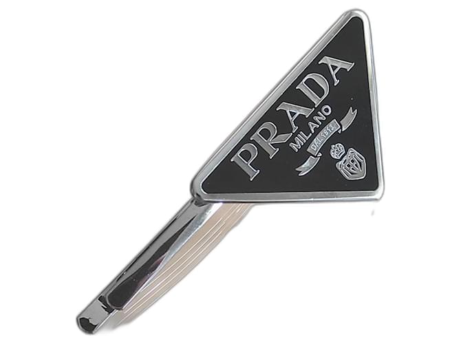 Prada Pins & brooches Black Silver-plated  ref.818973