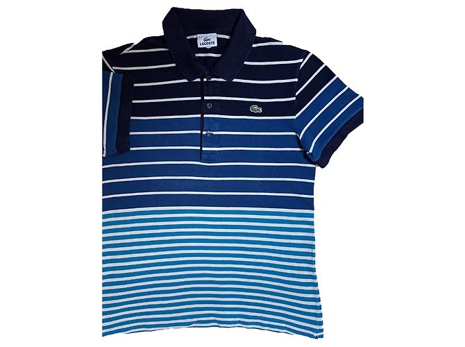 polo 100% algodón piqué rayas azules Xs/2/34 LACOSTE