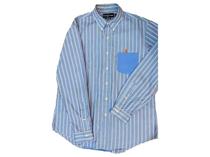 Polo Ralph Lauren Bella maglietta 100%. Cotone rigato blu L/40 Ralph Lauren  ref.819567