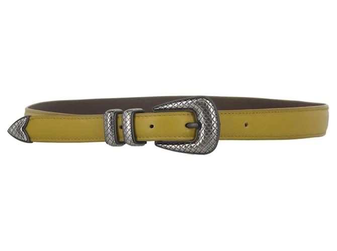 Bottega Veneta Carved Metal Tip Belt Green Leather  ref.819668