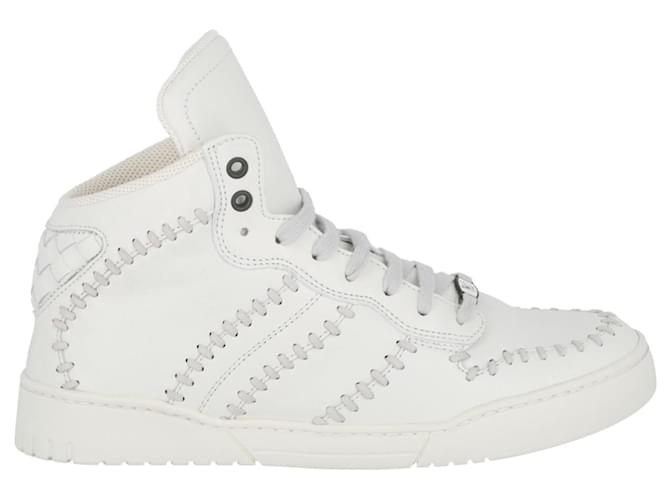 Bottega Veneta Stitched High Top Sneaker White Leather  ref.819708