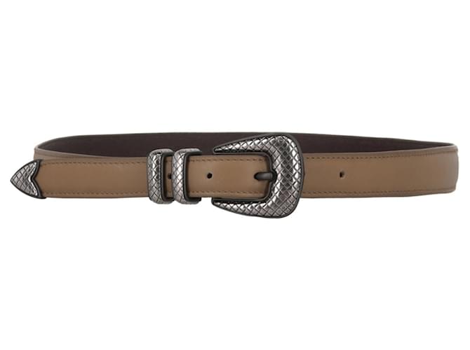 Bottega Veneta Carved Metal Tip Belt Yellow Leather  ref.819717
