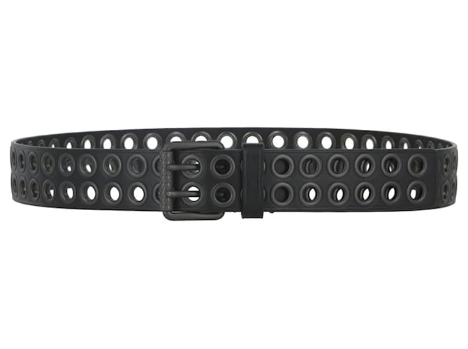 Bottega Veneta Double Grommet Leather Belt Black  ref.819750