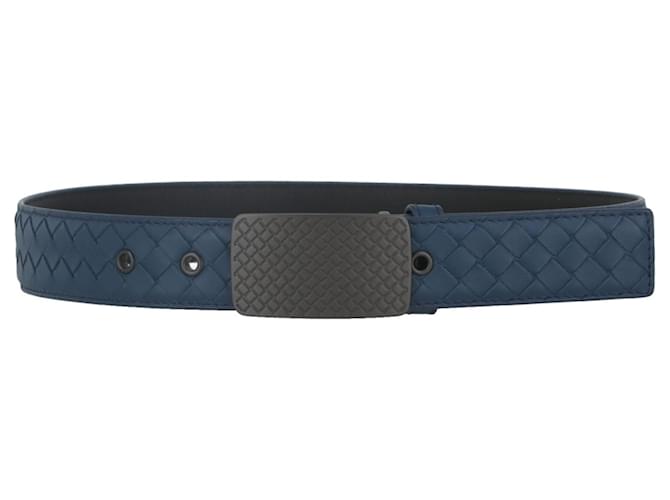 Bottega Veneta Intrecciato Leather Belt Blue Navy blue  ref.819761